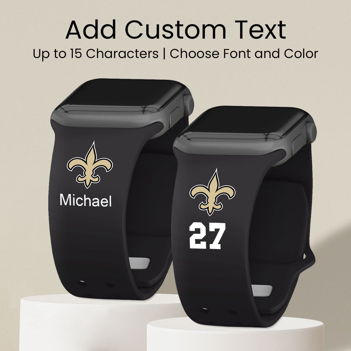 New Orleans Saints Custom Name HD Apple Watch Band