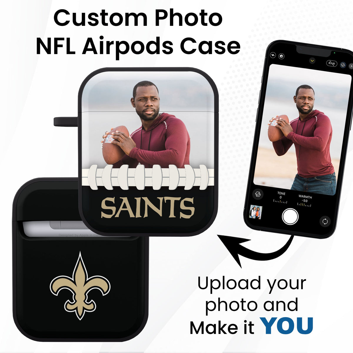 New Orleans Saints Custom Photo HDX Apple AirPods Gen 1 &amp; 2 Case Cover