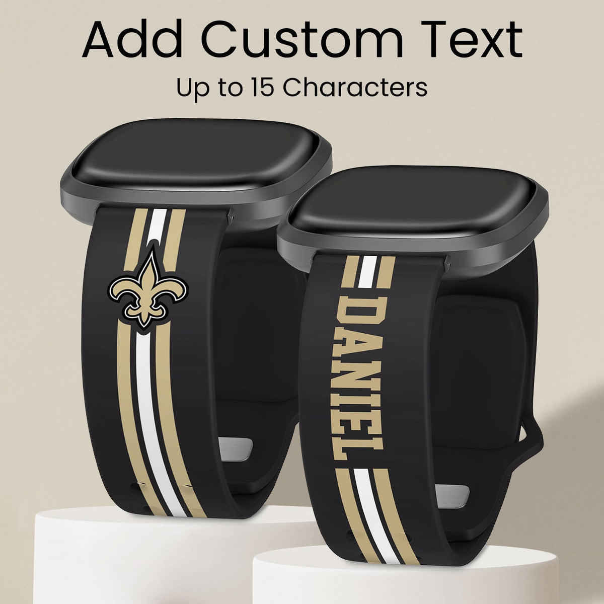 New Orleans Saints Custom Name HD Fitbit Versa 3 and Sense 1 Watch Band