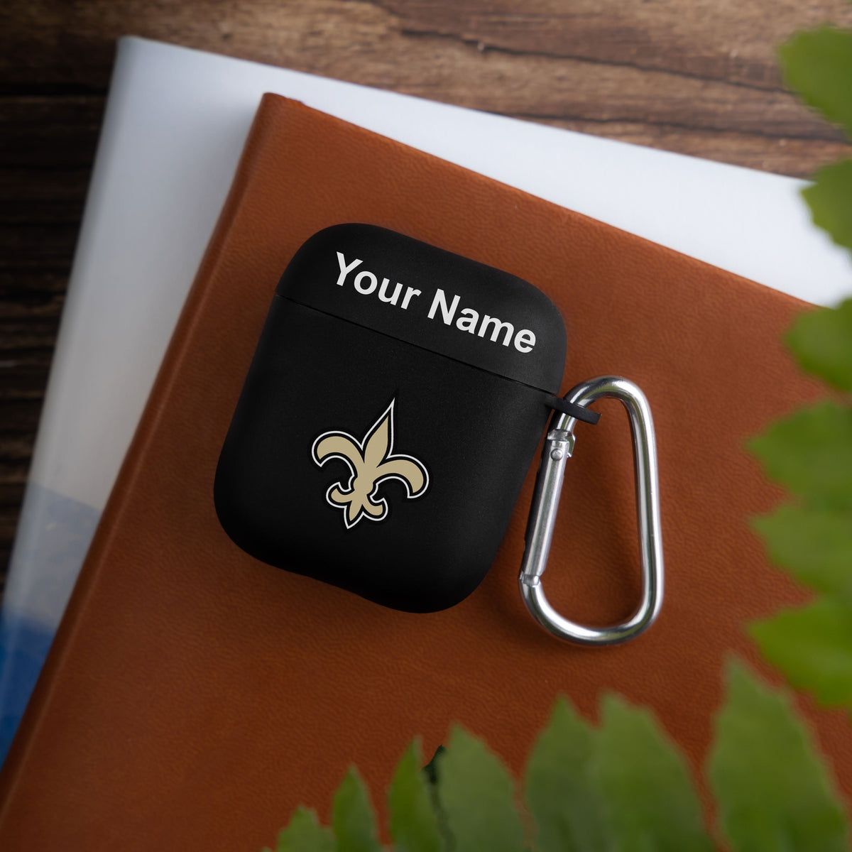 New Orleans Saints Custom Name HD Apple AirPods Gen 1 &amp; 2 Case Cover (Black)
