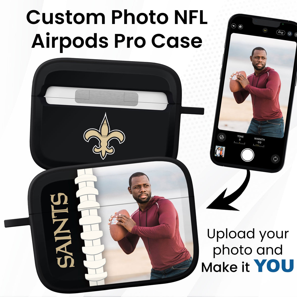 New Orleans Saints Custom Photo HDX Apple AirPods Pro 1 &amp; 2 Case Cover