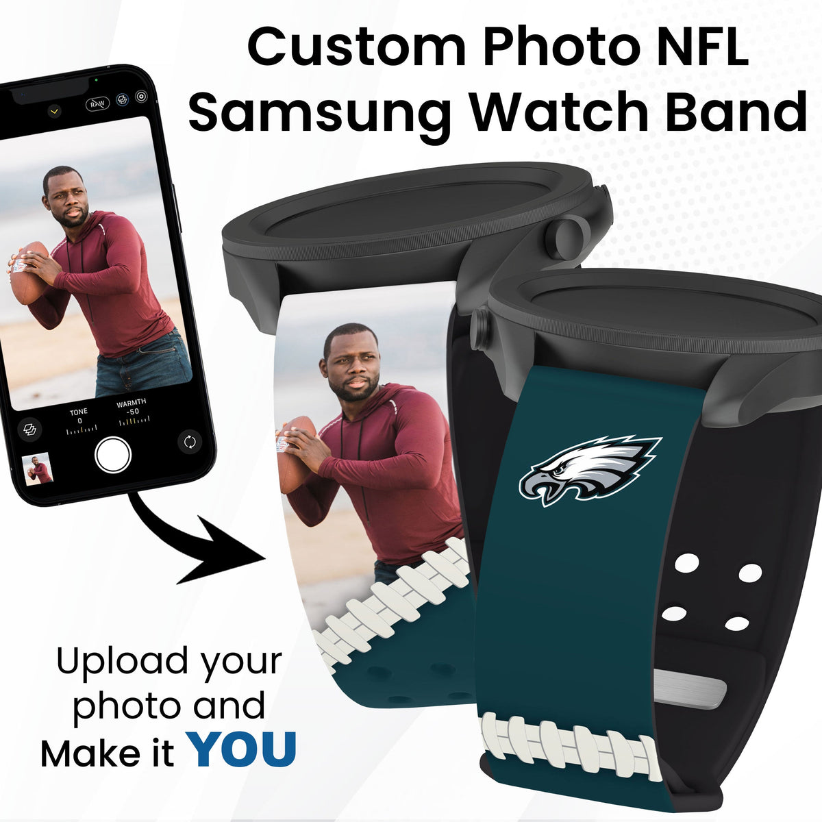 Philadelphia Eagles Custom Photo HD Samsung Galaxy Watch Band