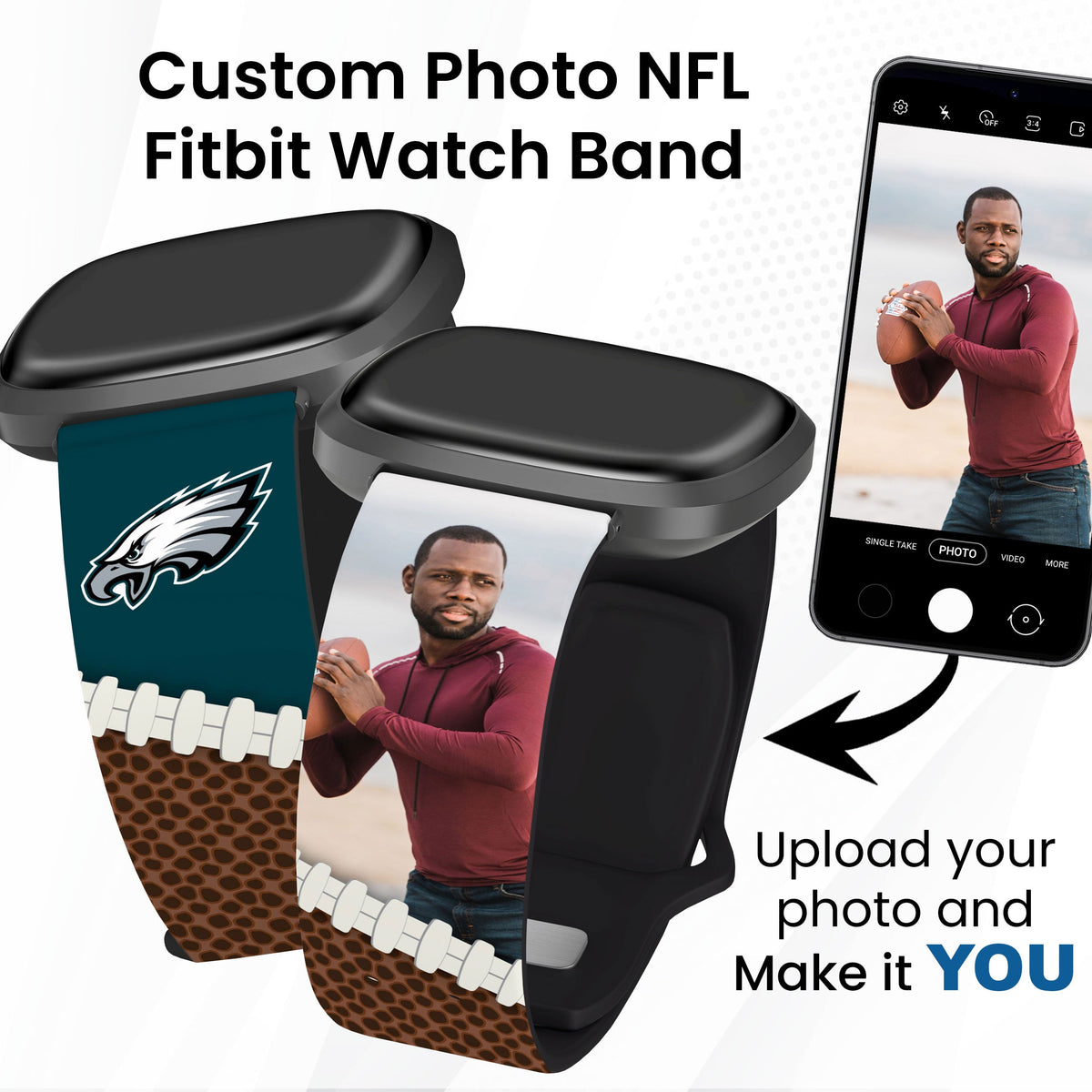 Philadelphia Eagles Custom Photo HD Fitbit Versa 3 &amp; Sense 1 Watch Band