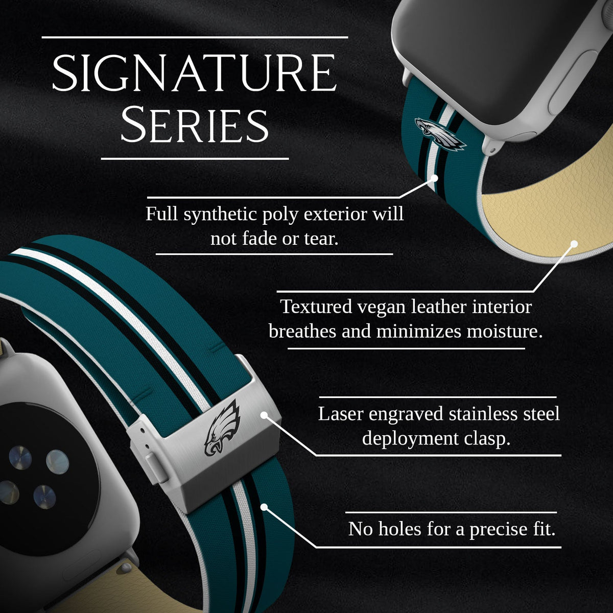 Game Time Philadelphia Eagles Signature Series Apple Watch Band With Engraved Buckle