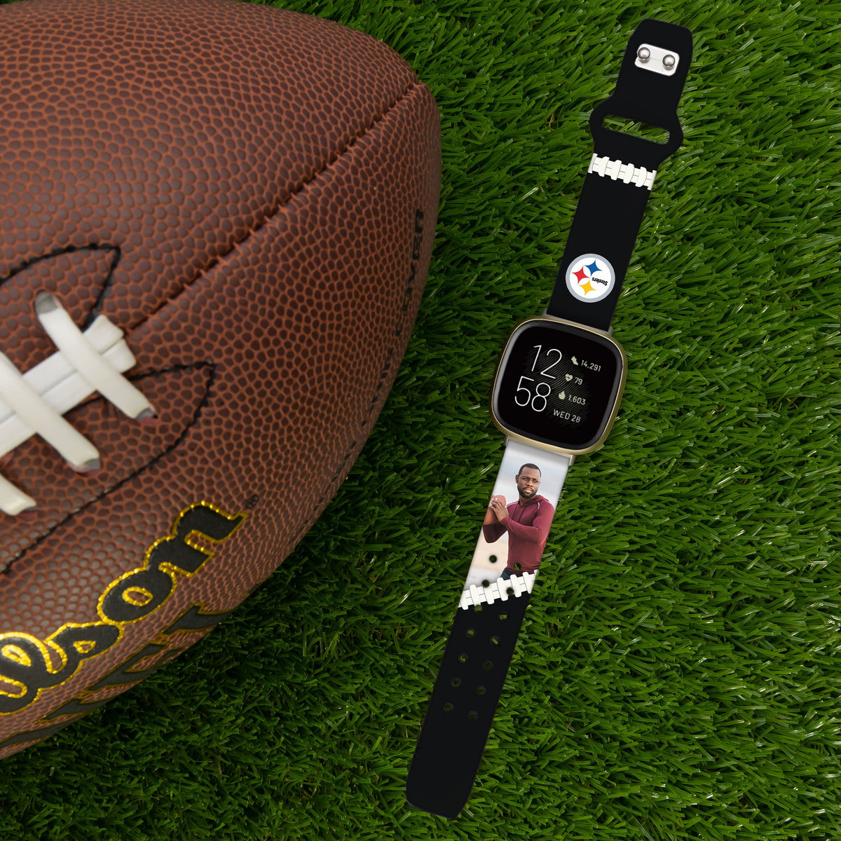 Pittsburgh Steelers Custom Photo HD Fitbit Versa 3 &amp; Sense Watch Band