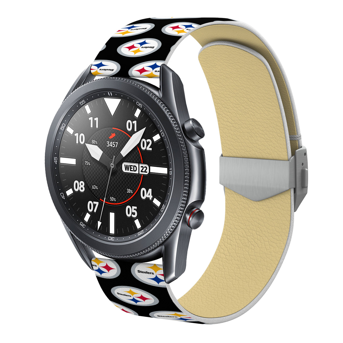 Pittsburgh Steelers Full Print Quick Change Watch Band With Engraved Buckle - AffinityBands