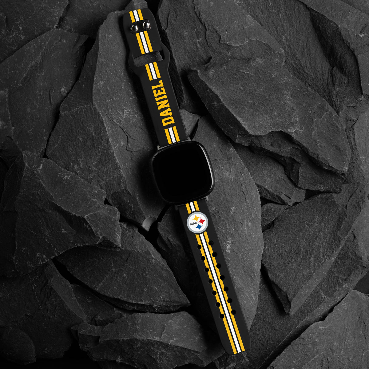 Pittsburgh Steelers Custom Name HD Fitbit Versa 3 and Sense Watch Band