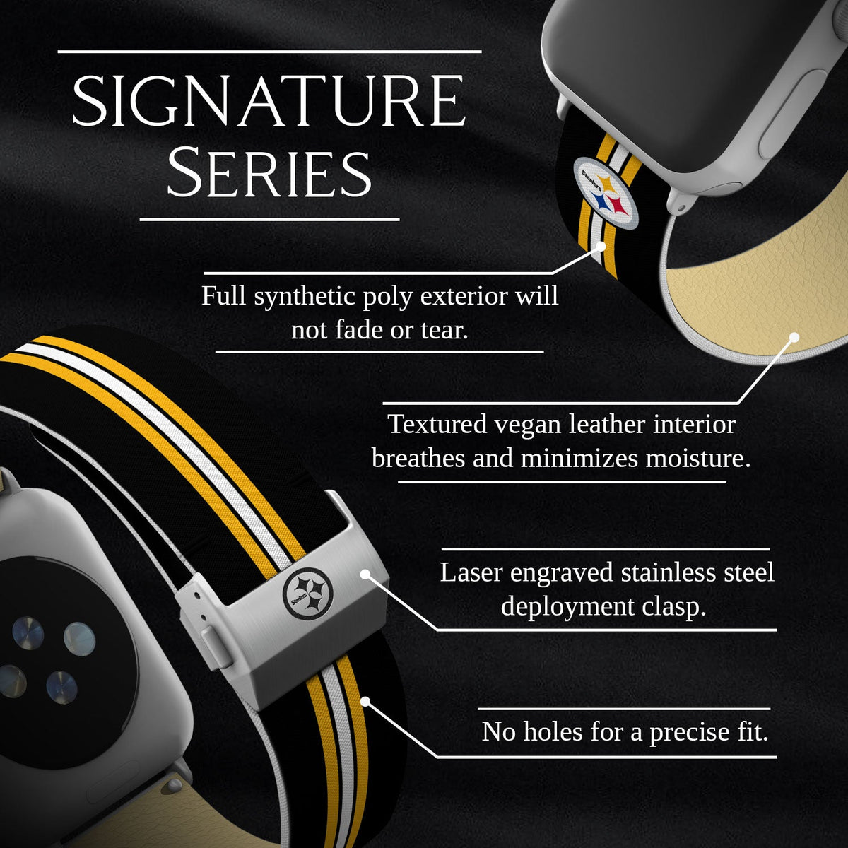 Game Time Pittsburgh Steelers Signature Series Apple Watch Band With Engraved Buckle