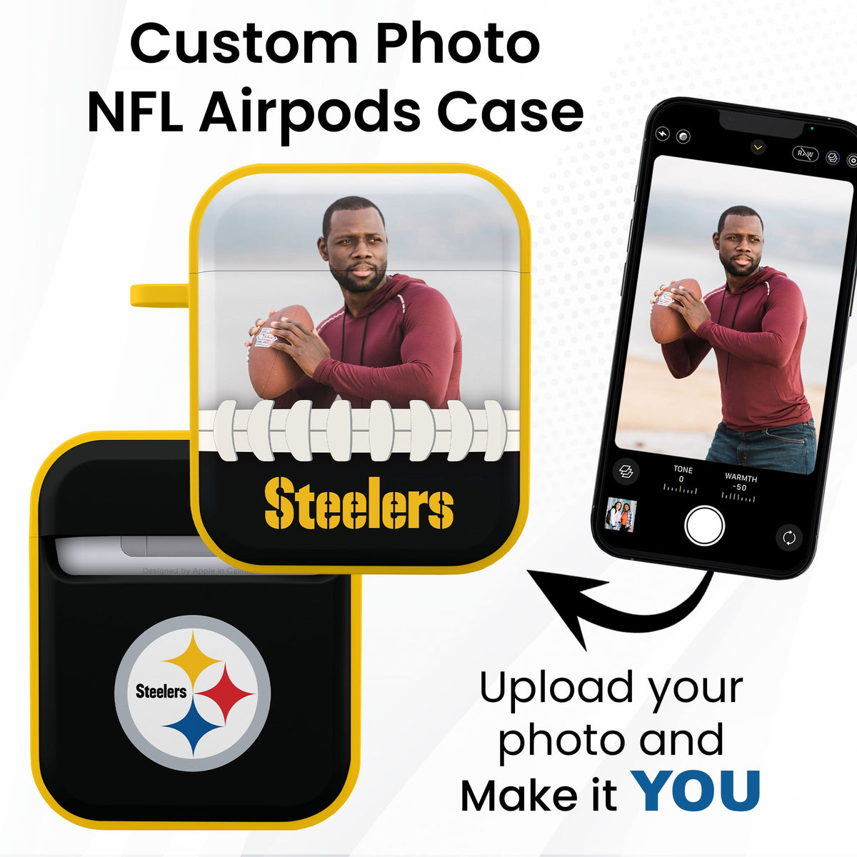 Pittsburgh Steelers Custom Photo HDX Apple AirPods Gen 1 &amp; 2 Case Cover