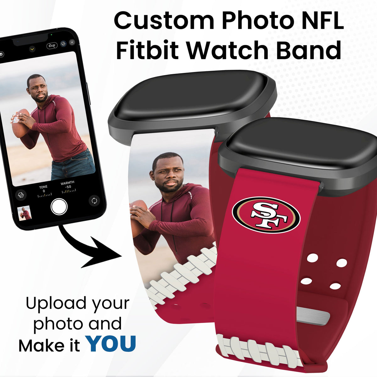 San Francisco 49Ers Custom Photo HD Fitbit Versa 3 &amp; Sense 1 Watch Band