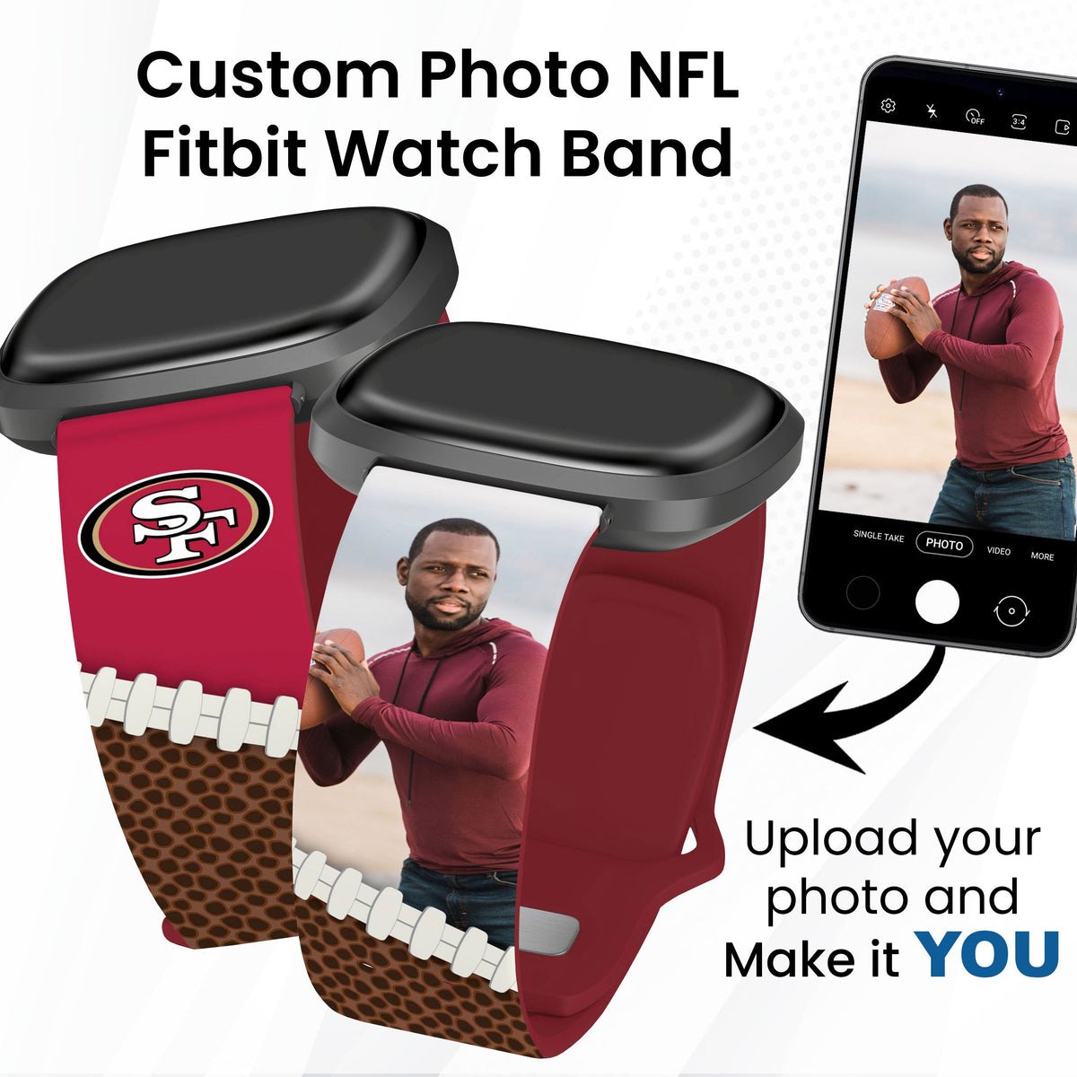 San Francisco 49Ers Custom Photo HD Fitbit Versa 3 &amp; Sense 1 Watch Band