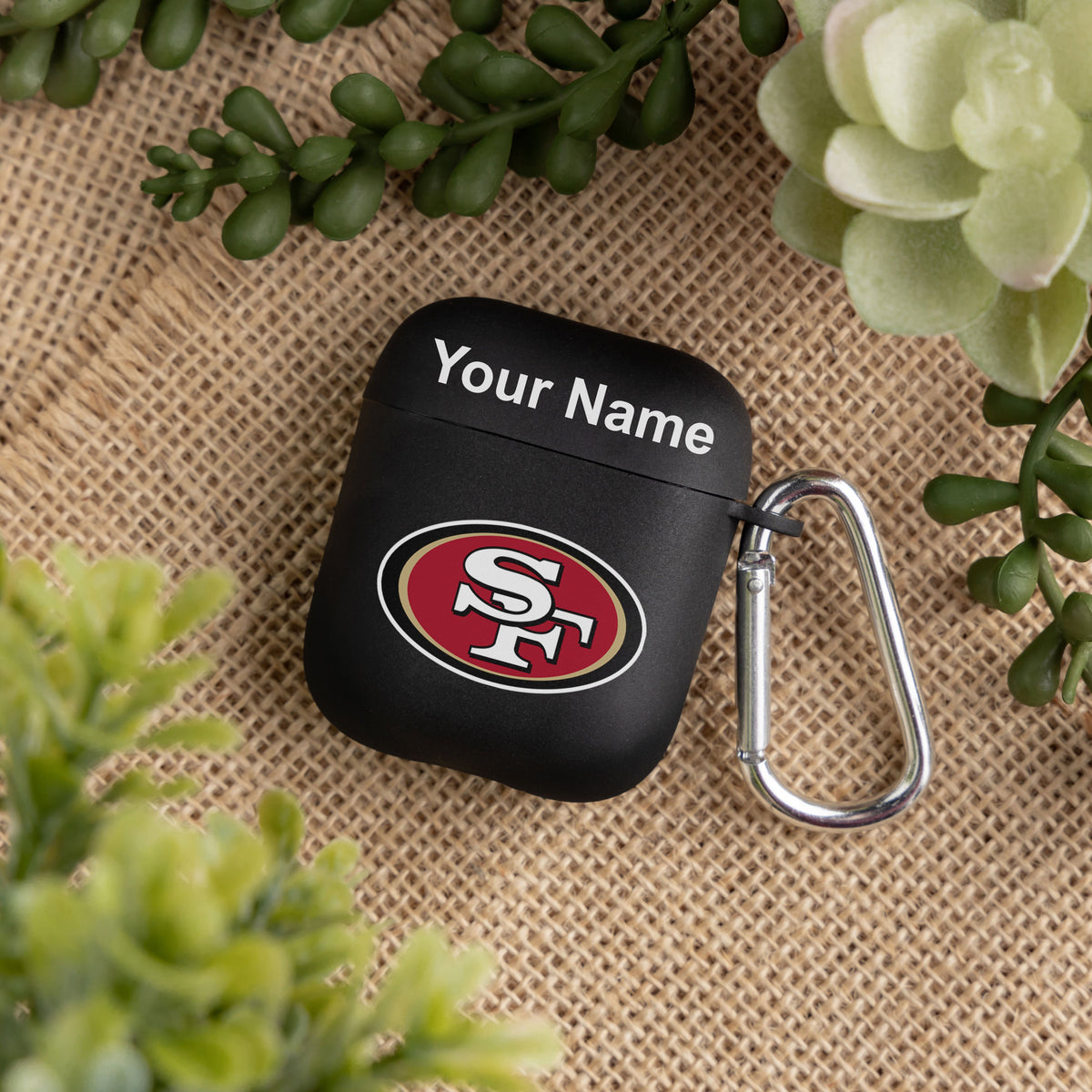 San Francisco 49ers Custom Name HD Apple AirPods Gen 1 &amp; 2 Case Cover (Black)
