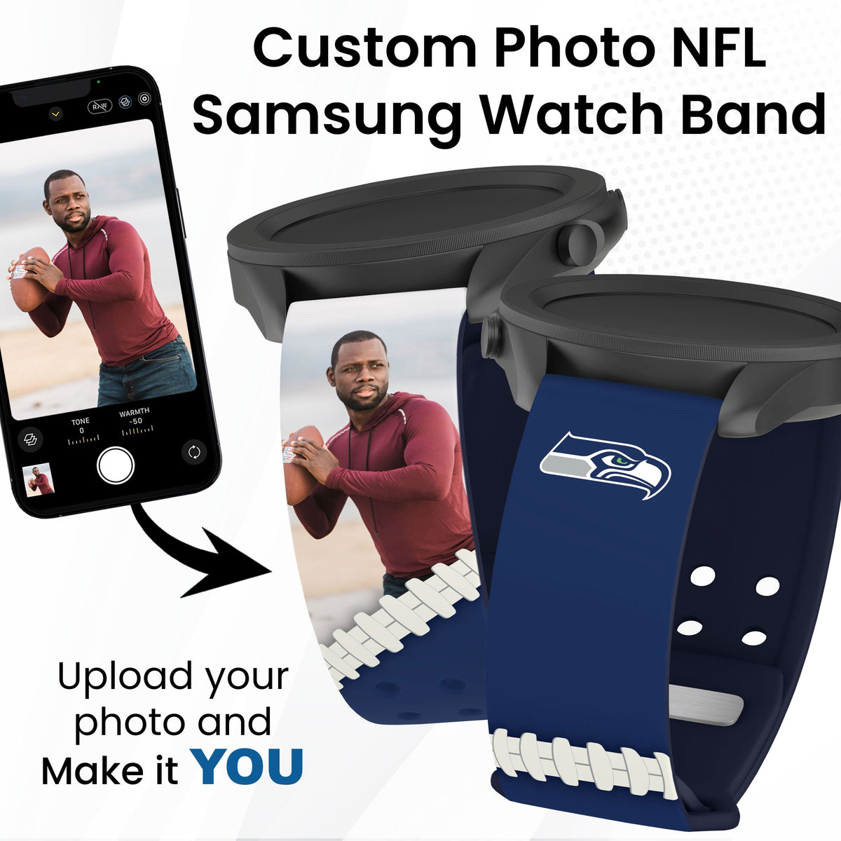 Seattle Seahawks Custom Photo HD Samsung Galaxy Watch Band