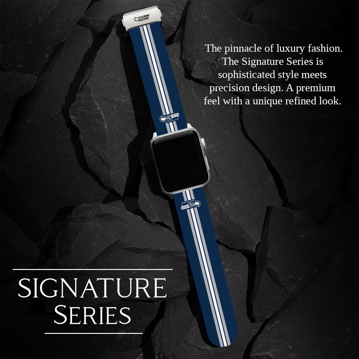 Game Time Seattle Seahawks Signature Series Apple Watch Band With Engraved Buckle