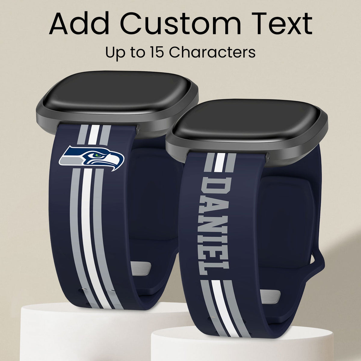 Seattle Seahawks Custom Name HD Fitbit Versa 3 and Sense Watch Band