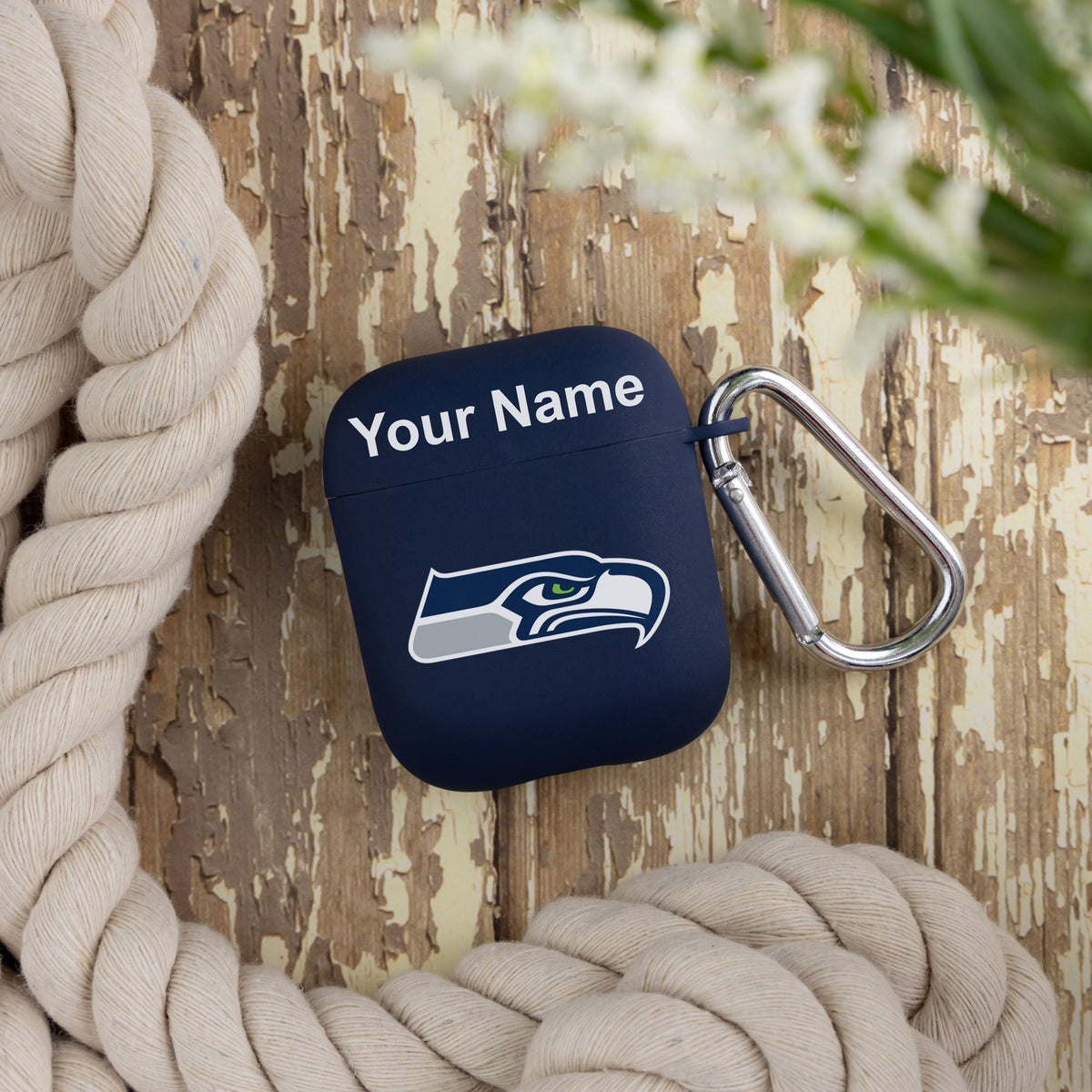 Seattle Seahawks Custom Name HD Apple AirPods Gen 1 &amp; 2 Case Cover (Navy)