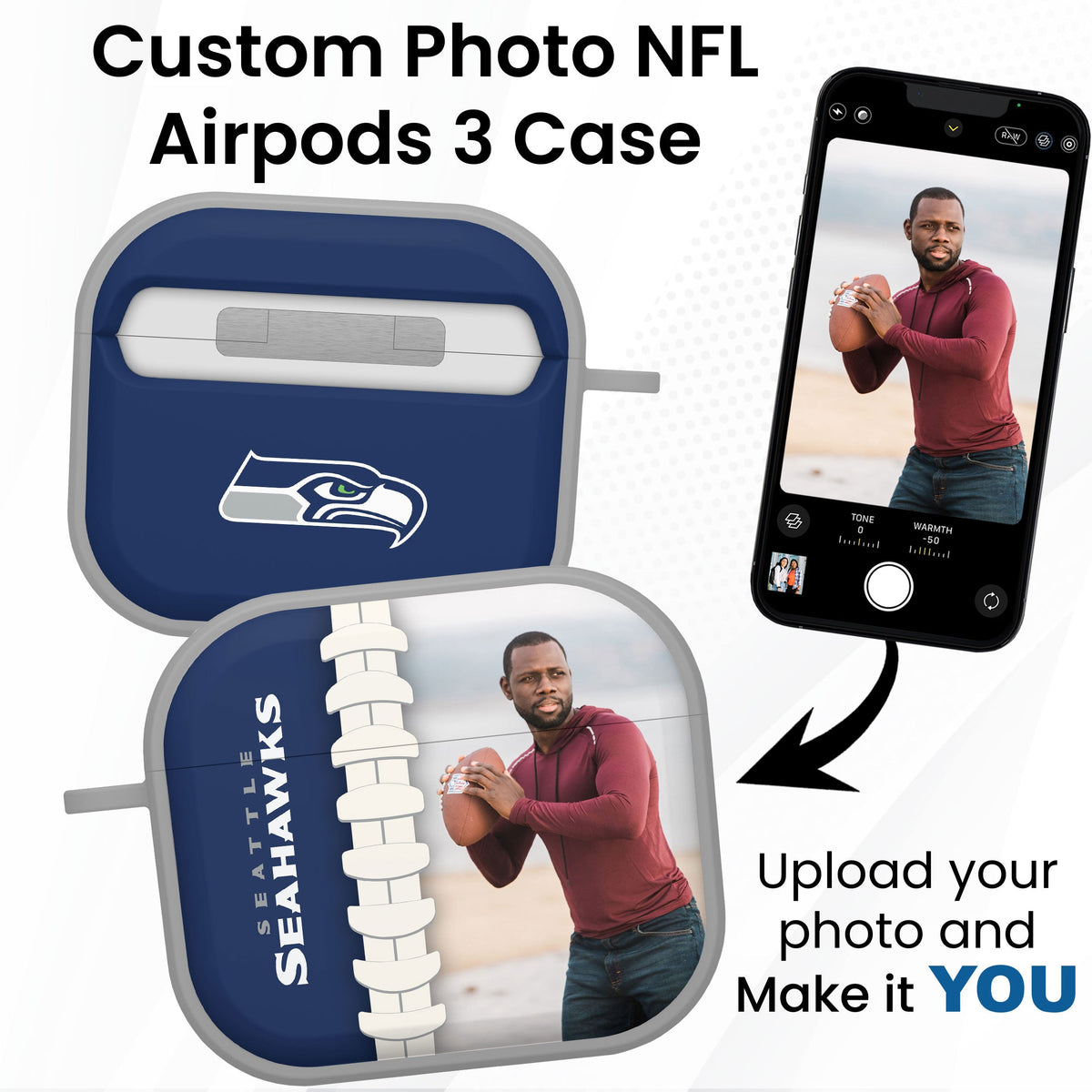 Seattle Seahawks Custom Photo HDX Apple AirPods Gen 3 Case Cover