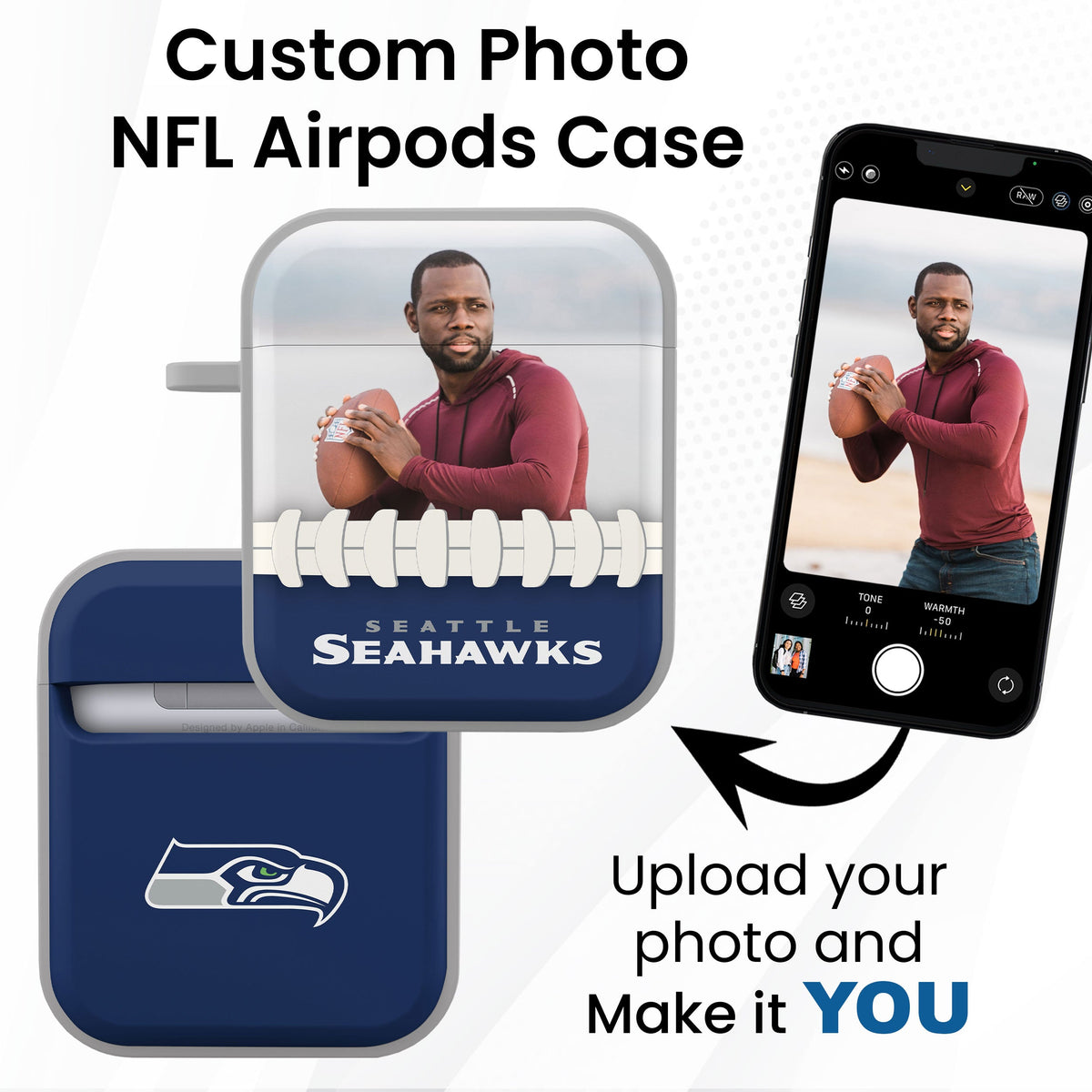 Seattle Seahawks Custom Photo HDX Apple AirPods Gen 1 &amp; 2 Case Cover