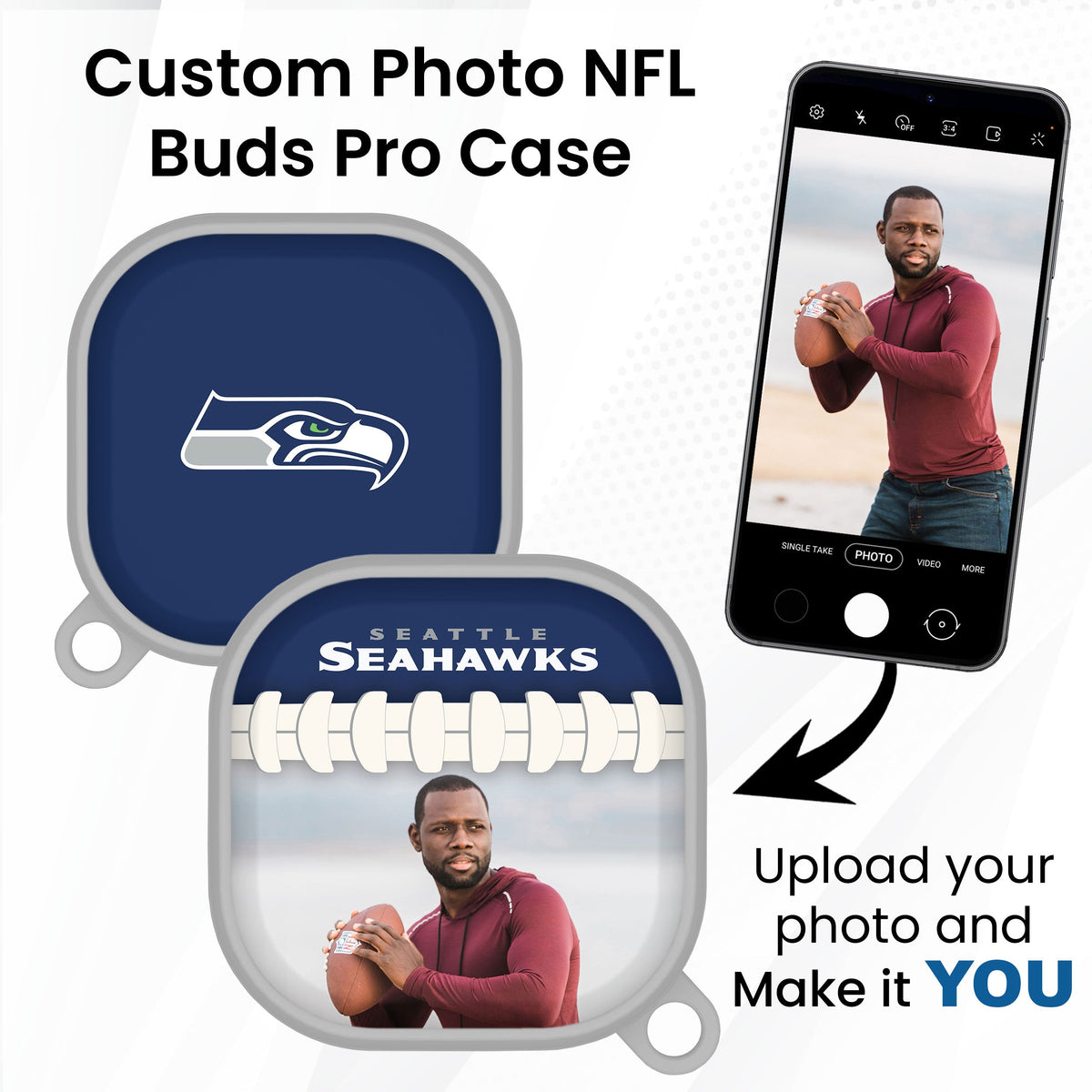 Seattle Seahawks Custom Photo HDX Samsung Galaxy Buds Pro Case Cover