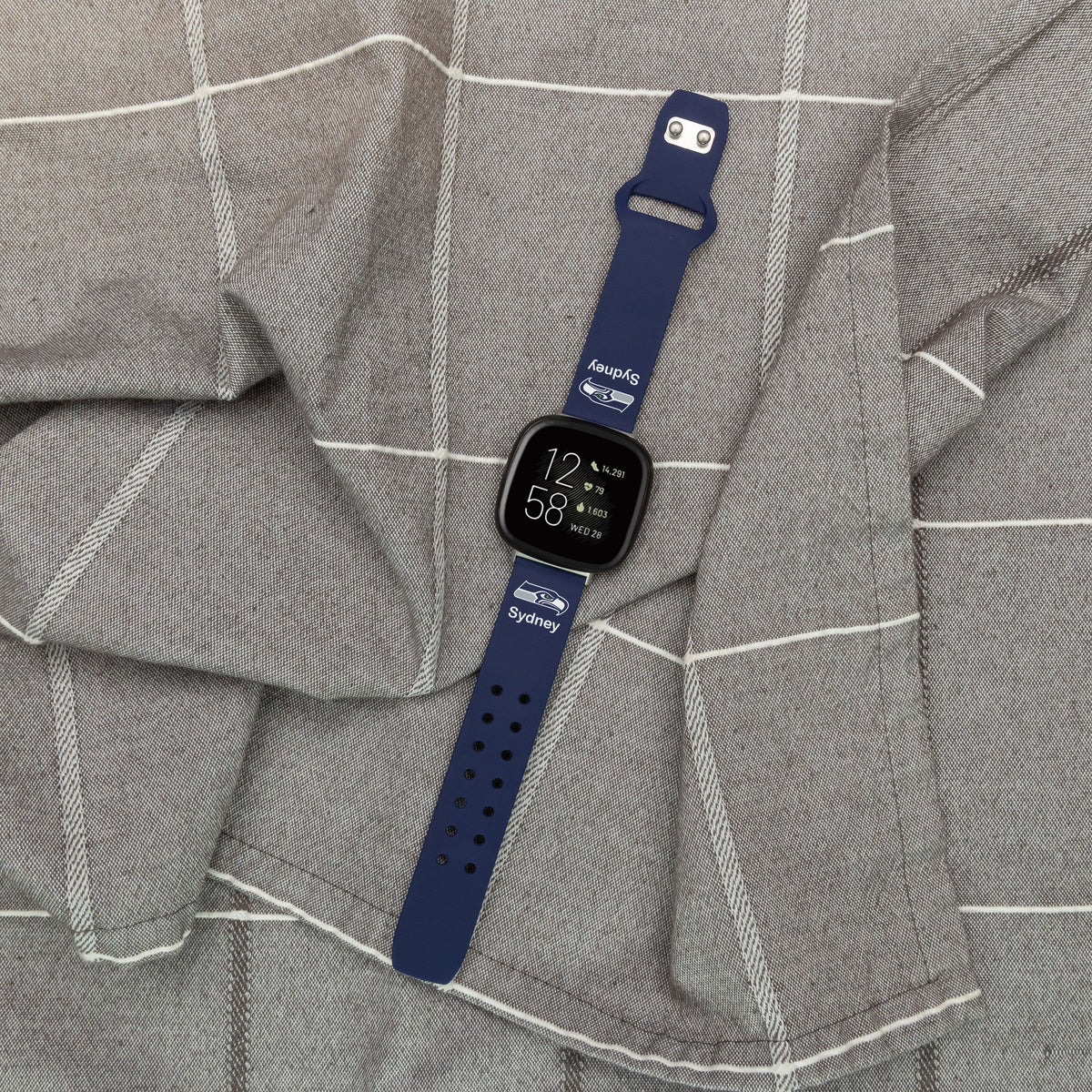 GAME TIME Seattle Seahawks Custom Name HD FitBit Versa 3 &amp; Sense Watch Band