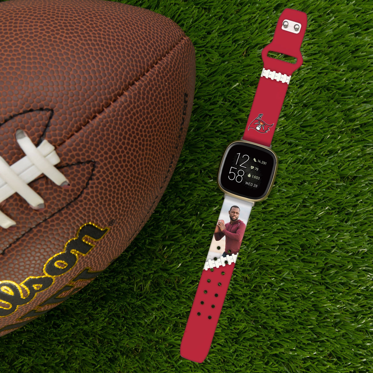 Tampa Bay Buccaneers Custom Photo HD Fitbit Versa 3 &amp; Sense Watch Band