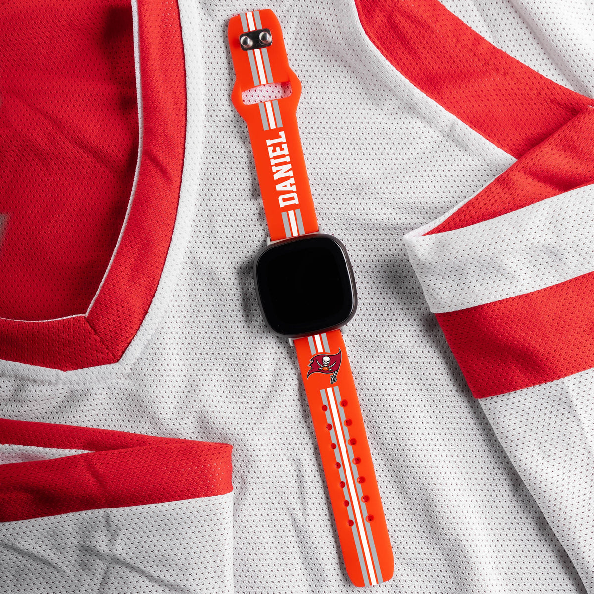 Tampa Bay Buccaneers Custom Name HD Fitbit Versa 3 and Sense Watch Band