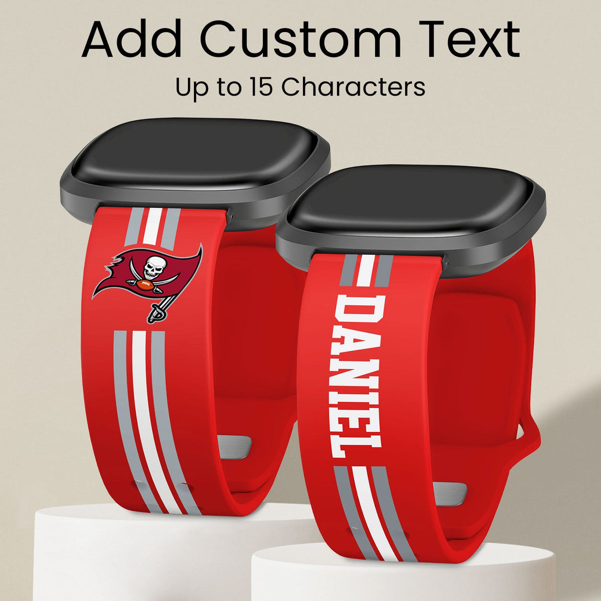 Tampa Bay Buccaneers Custom Name HD Fitbit Versa 3 and Sense Watch Band