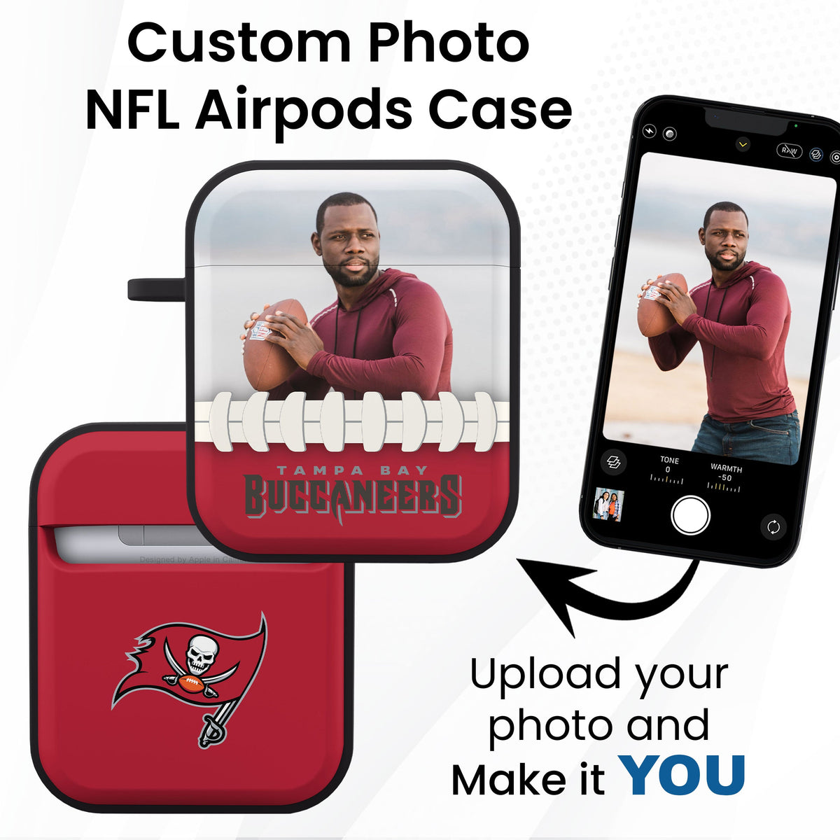 Tampa Bay Buccaneers Custom Photo HDX Apple AirPods Gen 1 &amp; 2 Case Cover