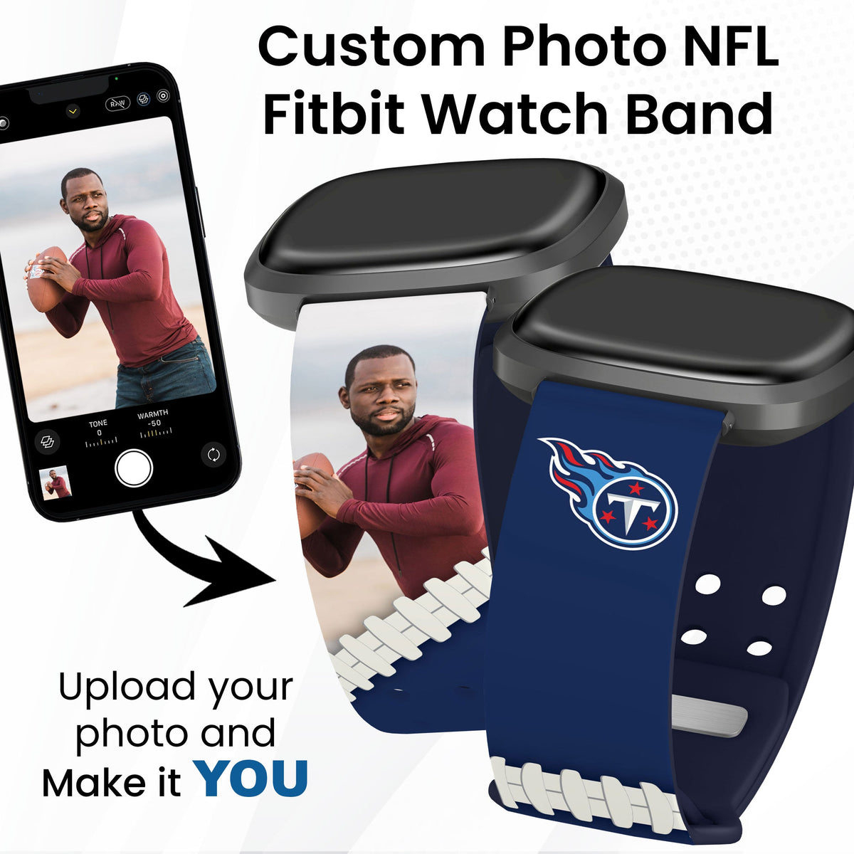 Tennessee Titans Custom Photo HD Fitbit Versa 3 &amp; Sense Watch Band