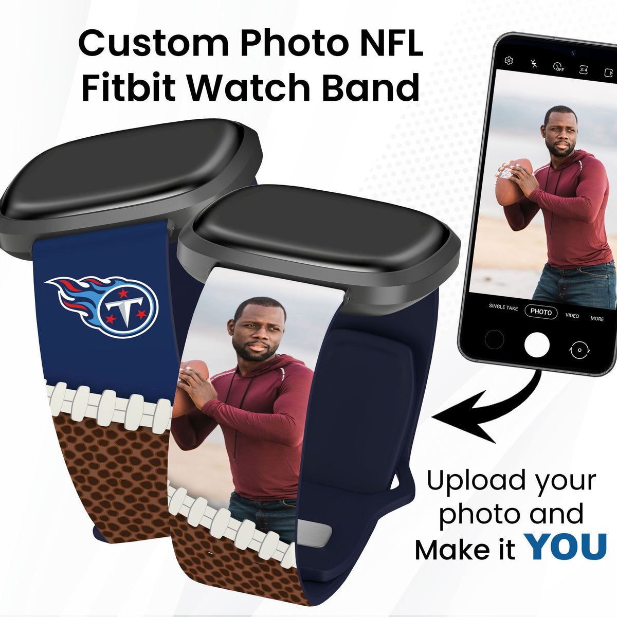 Tennessee Titans Custom Photo HD Fitbit Versa 3 &amp; Sense Watch Band