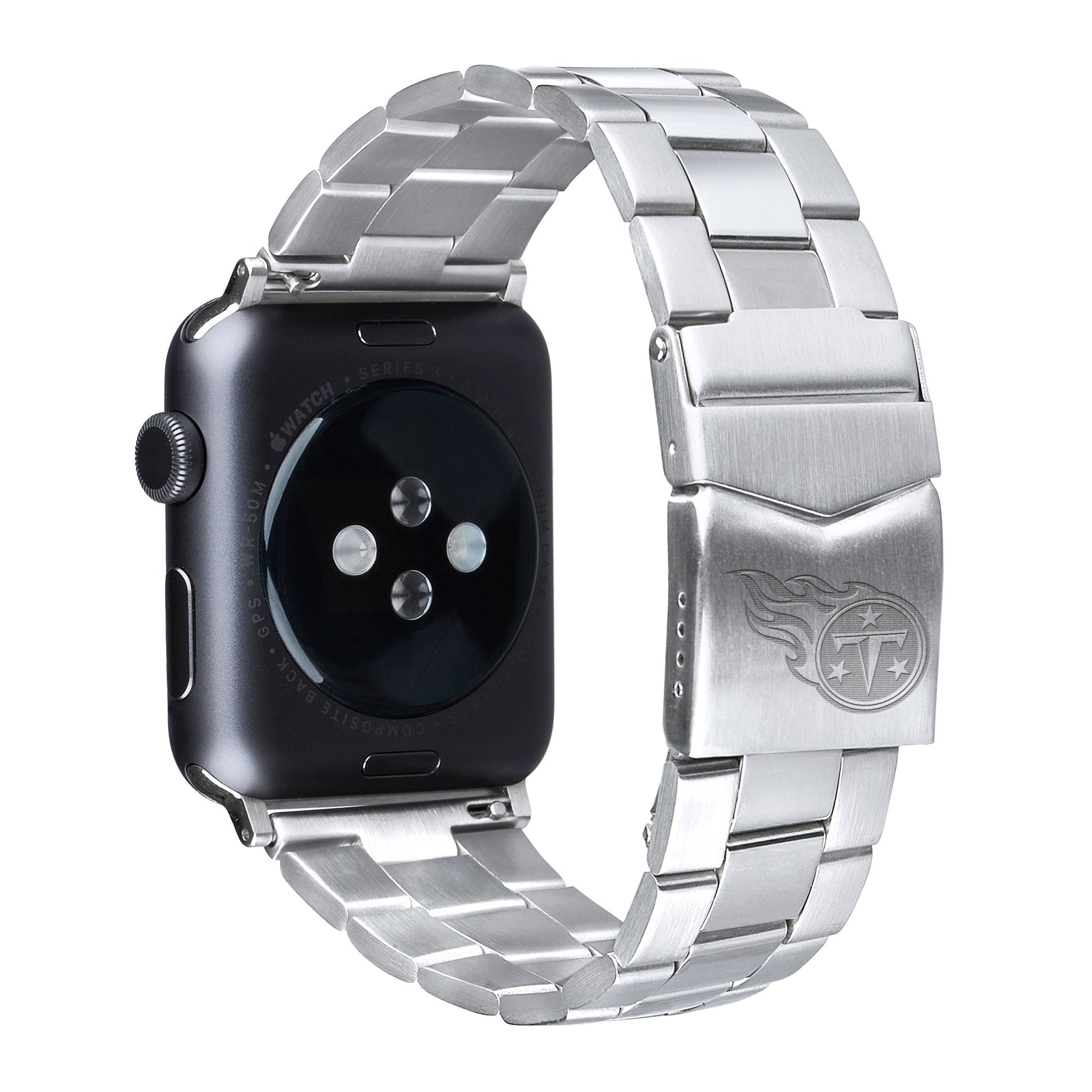 Tennessee Titans Stainless Steel Link Style Apple Watch Band - Game Time Bands
