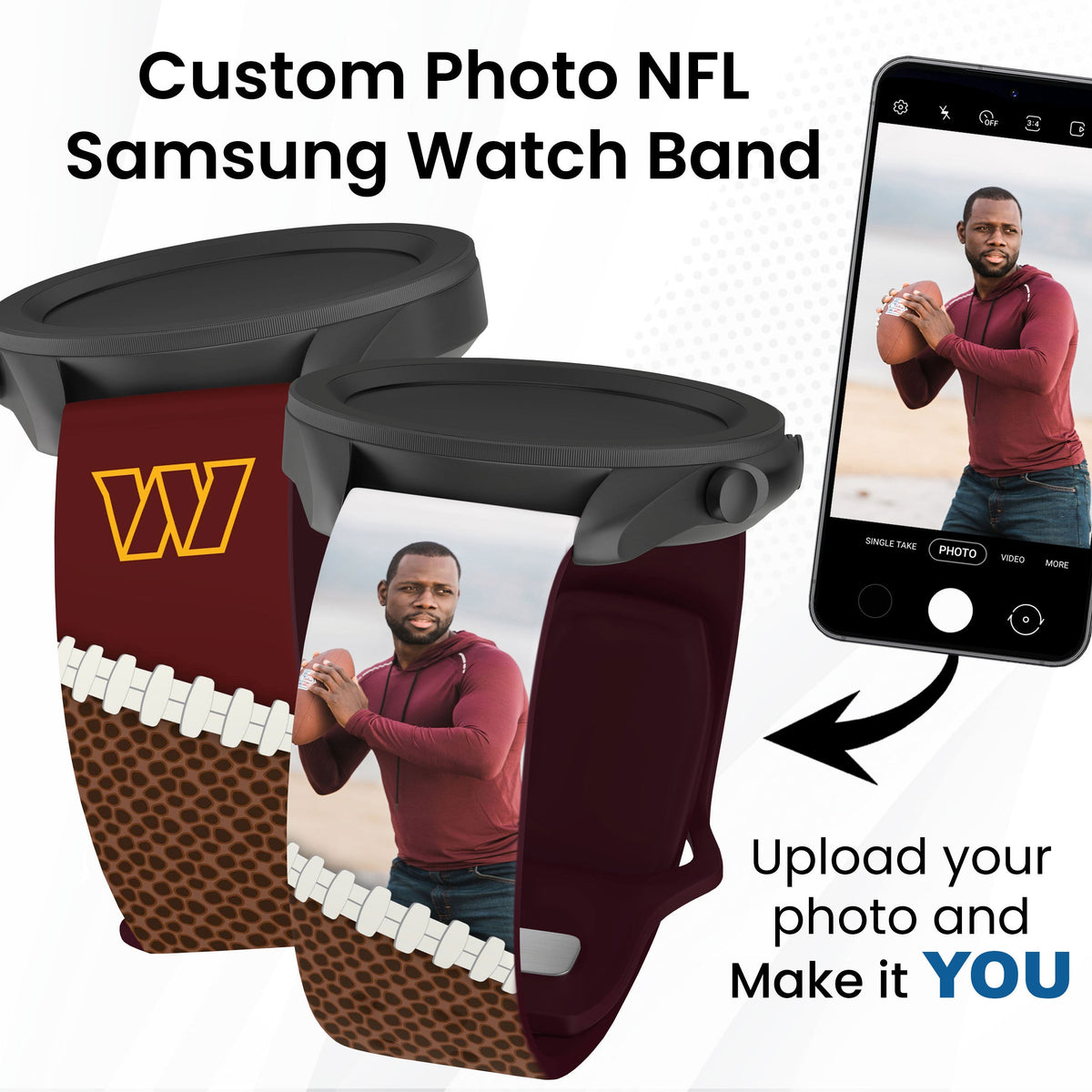 Washington Commanders Custom Photo HD Samsung Galaxy Watch Band