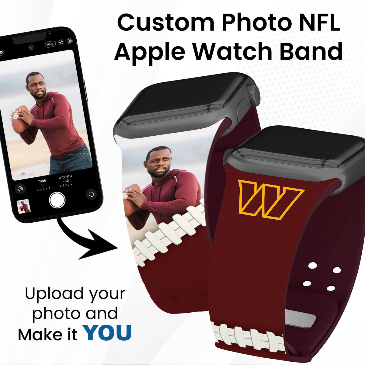 Washington Commanders Custom Photo HD Apple Watch Band