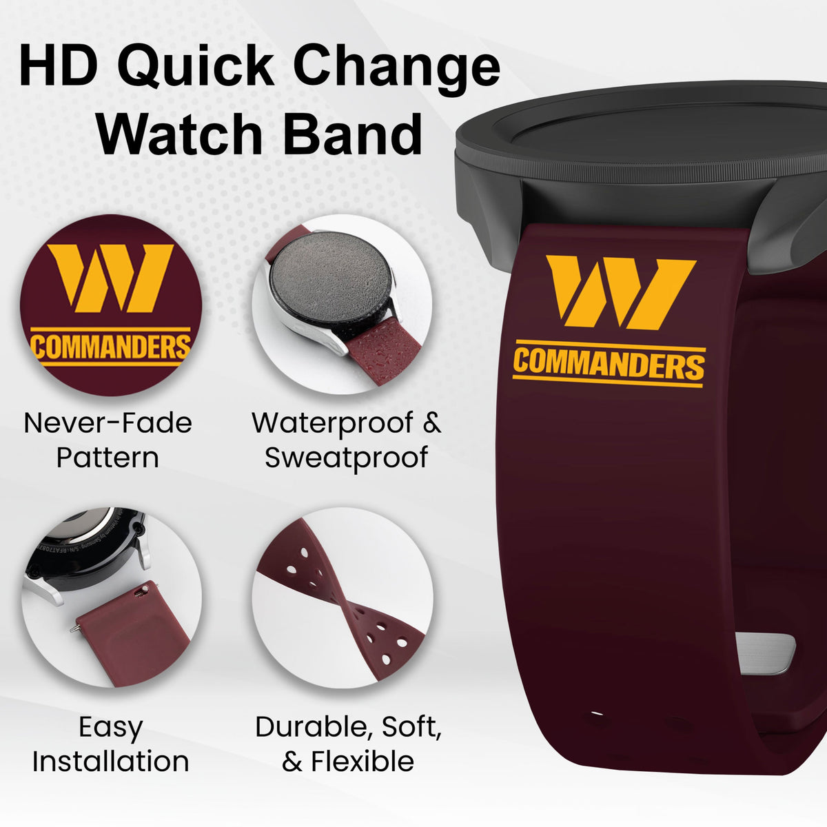 GAME TIME Washington Commanders HD Elite Edition Samsung Galaxy Watch Band