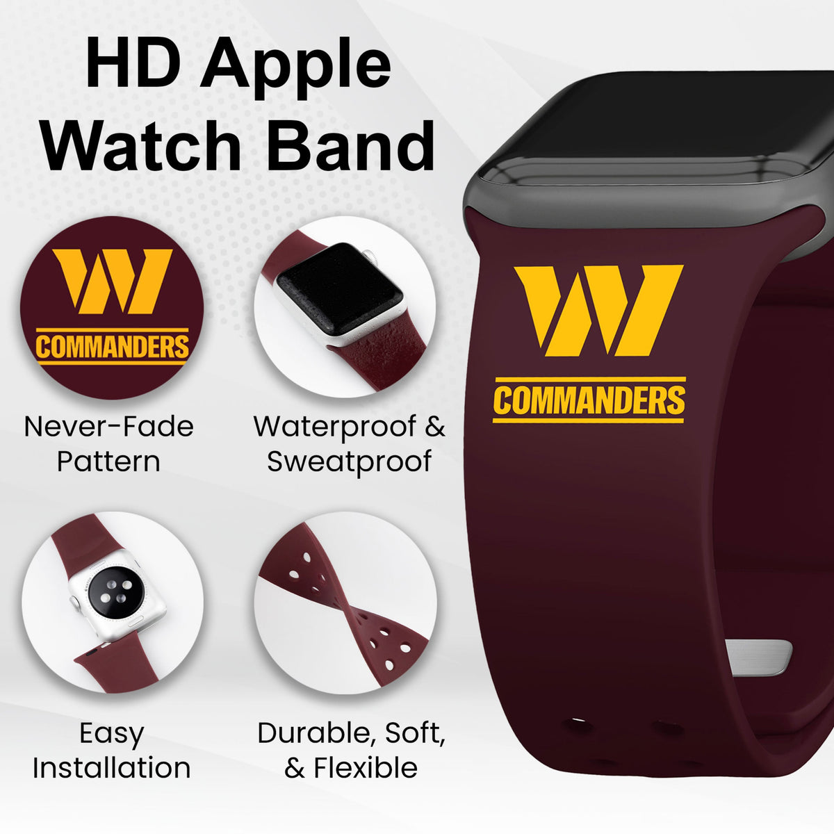 GAME TIME Washington Commanders HD Elite Edition Apple Watch Band
