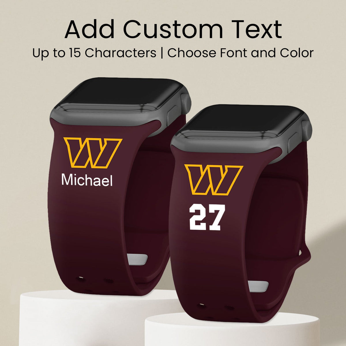 Washington Commanders Custom Name HD Apple Watch Band