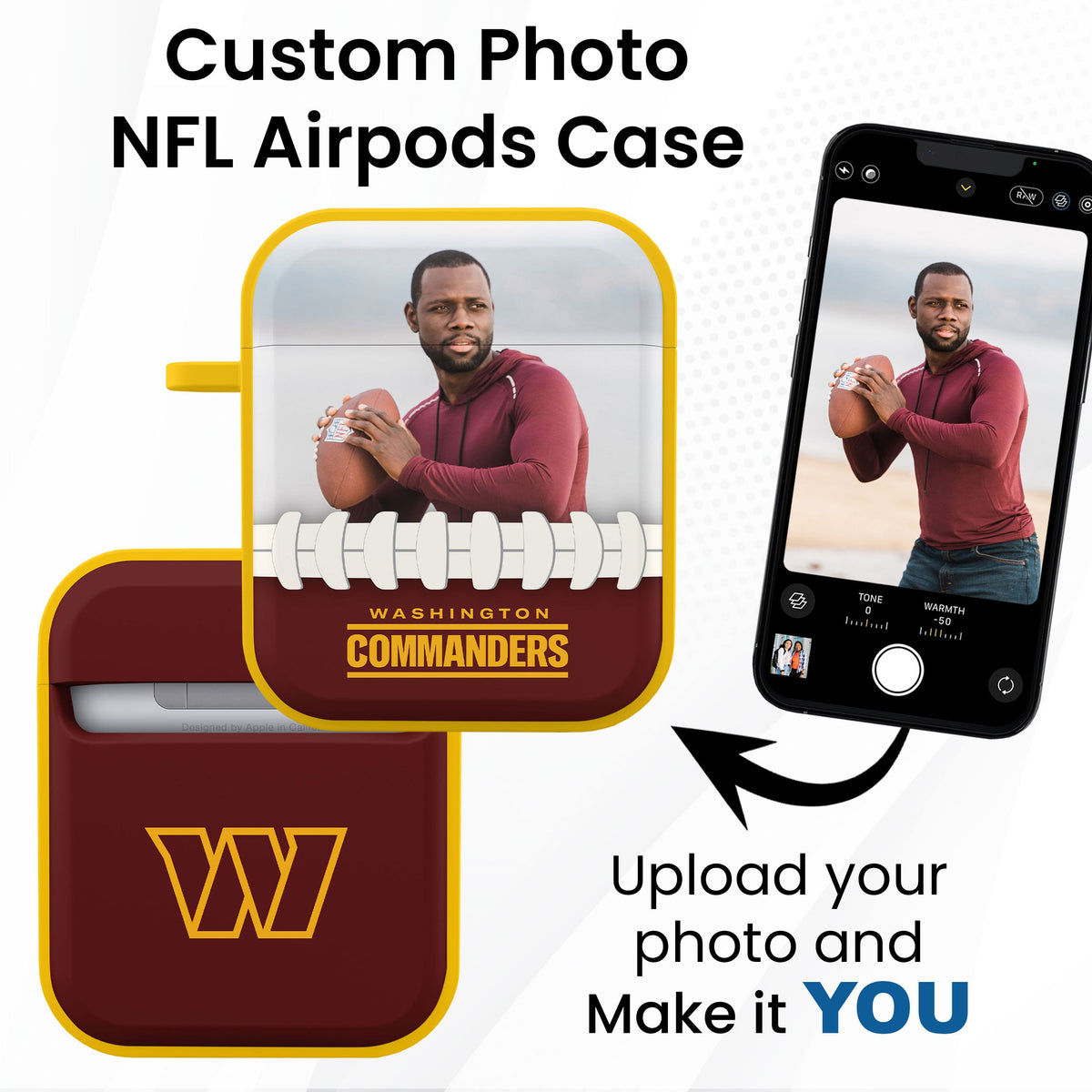 Washington Commanders Custom Photo HDX Apple AirPods Gen 1 &amp; 2 Case Cover