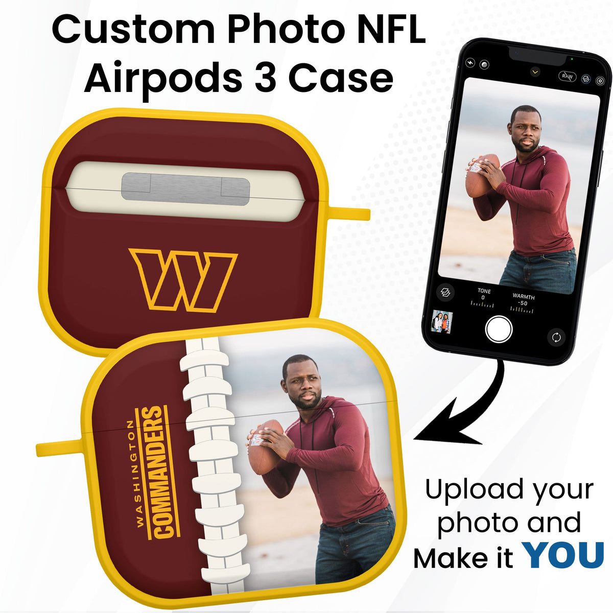 Washington Commanders Custom Photo HDX Apple AirPods Gen 3 Case Cover