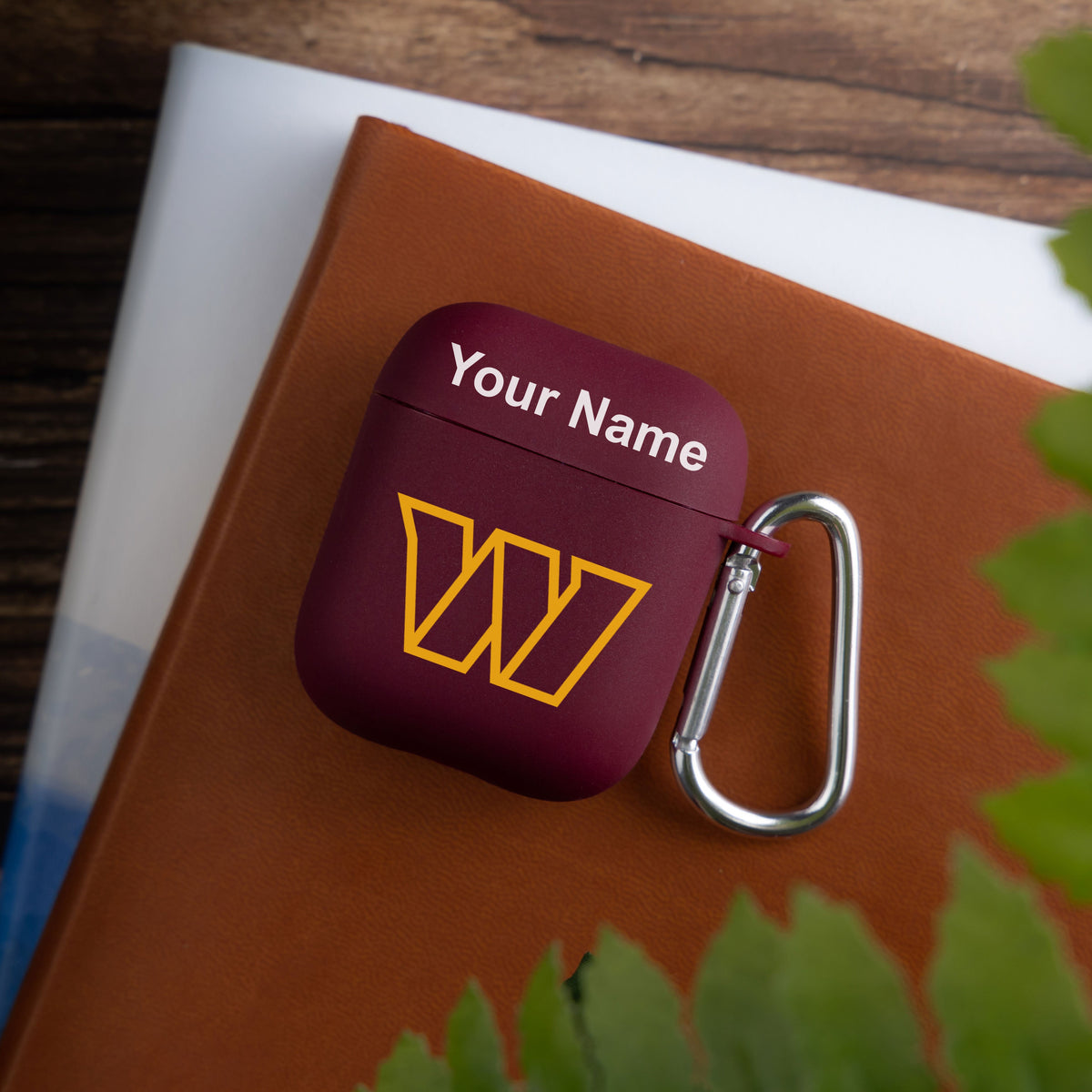 Washington Commanders Custom Name HD Apple AirPods Gen 1 &amp; 2 Case Cover (Maroon)