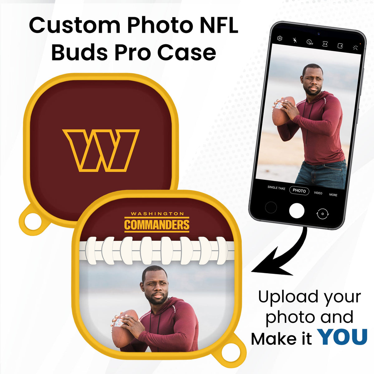 Washington Commanders Custom Photo HDX Samsung Galaxy Buds Pro Case Cover