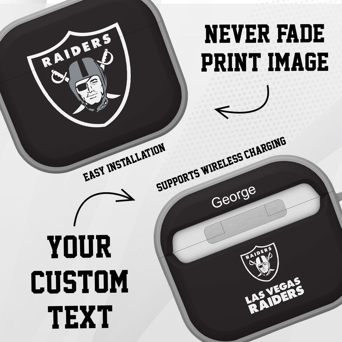 Las Vegas Raiders HDX Custom Name Case Cover for Apple AirPods Gen 3