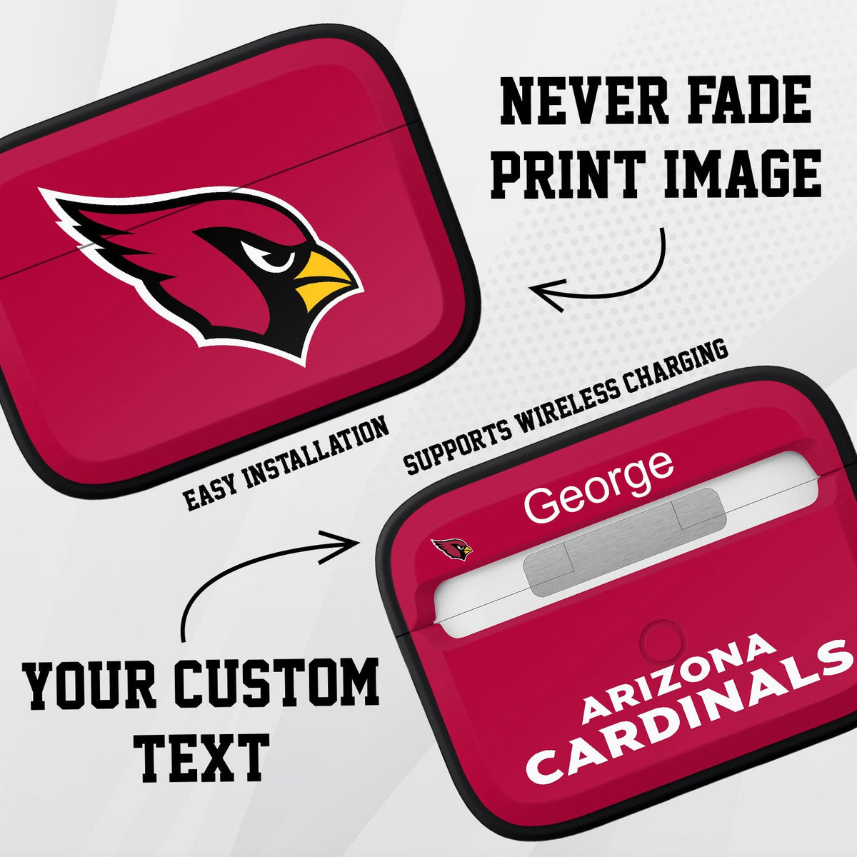 Arizona Cardinals HDX Custom Name Apple AirPods Pro 1 &amp; 2 Case Cover (Classic)