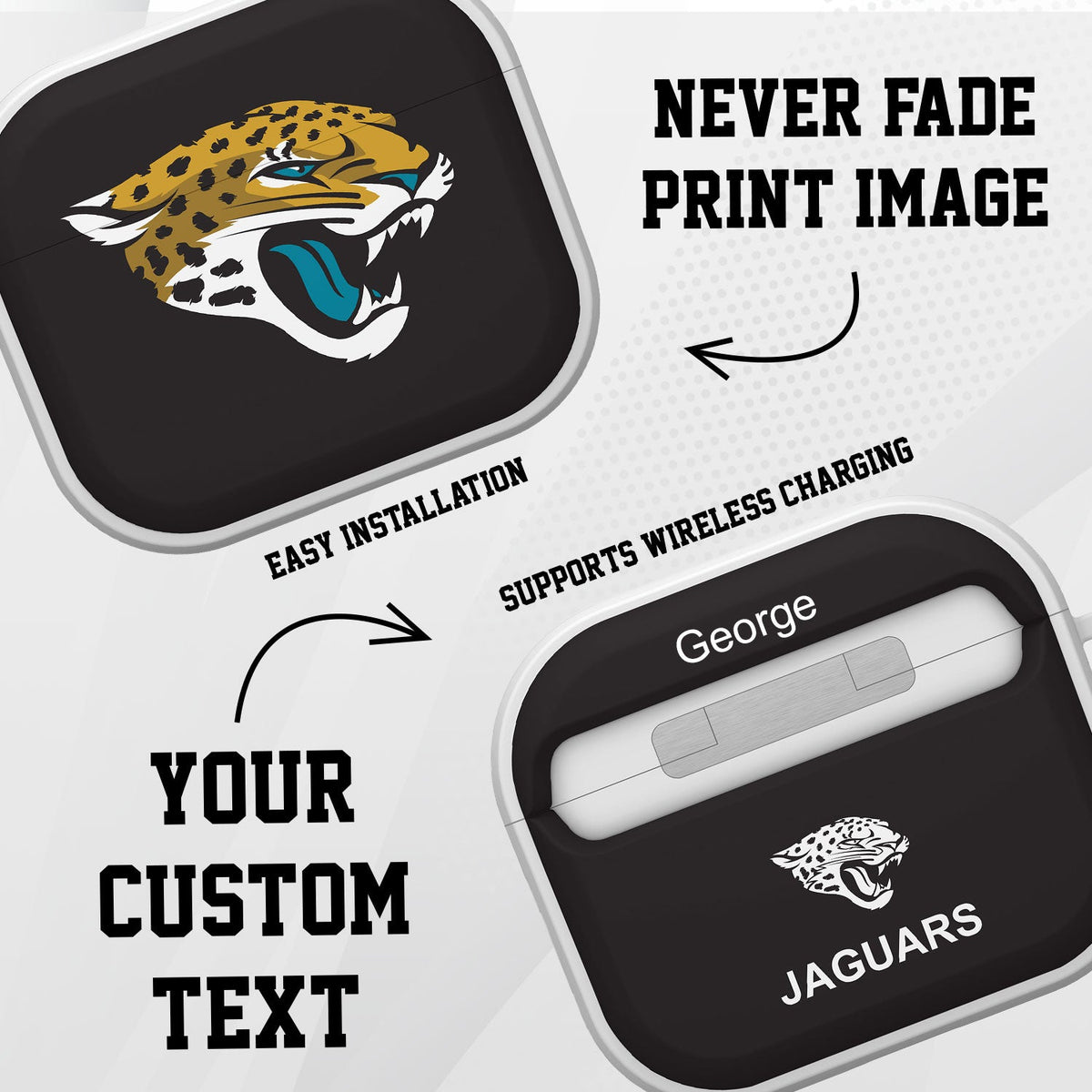 Jacksonville Jaguars HDX Custom Name Case Cover for Apple AirPods Gen 3
