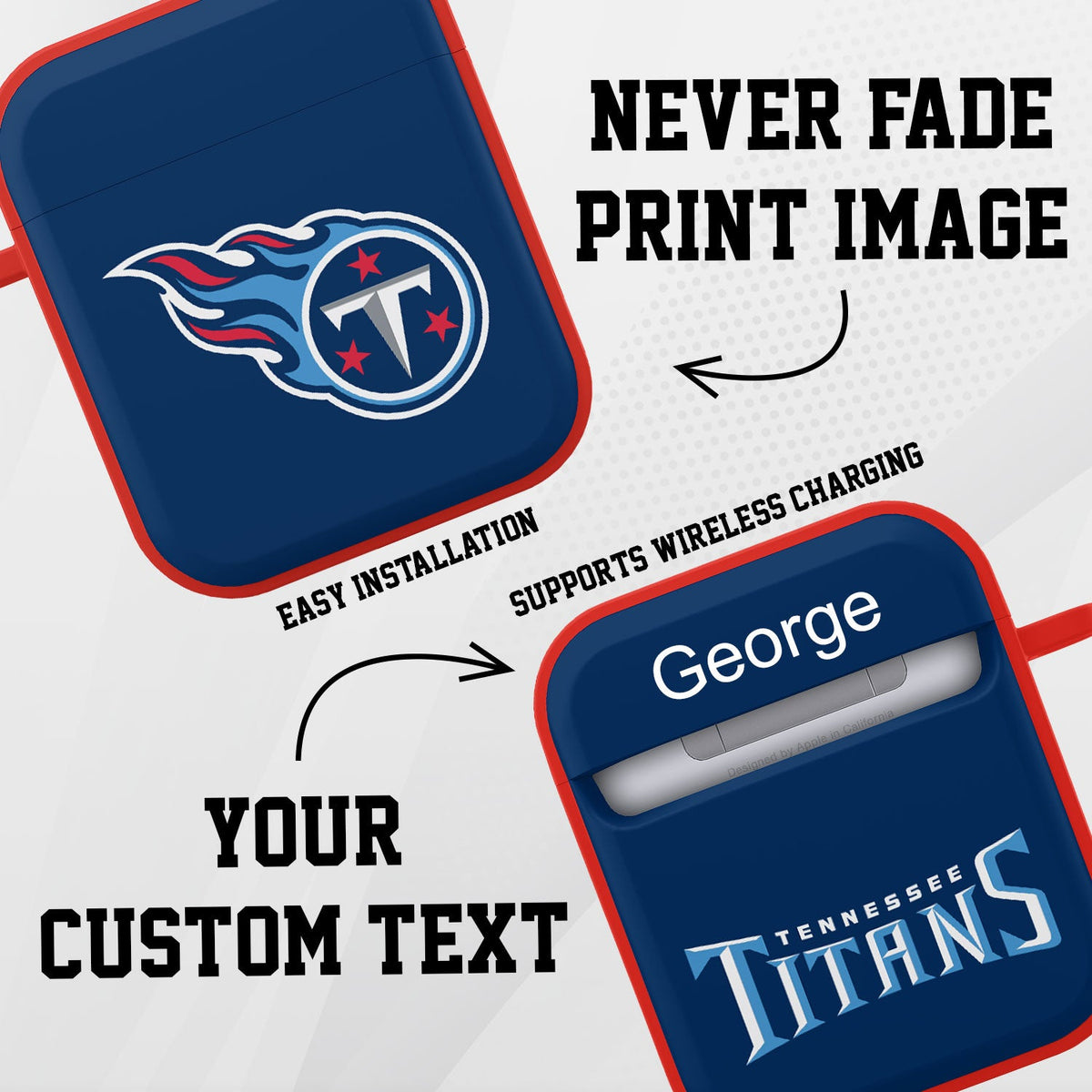 Tennessee Titans HDX Custom Name Case Cover for Apple AirPods Gen 1 &amp; 2