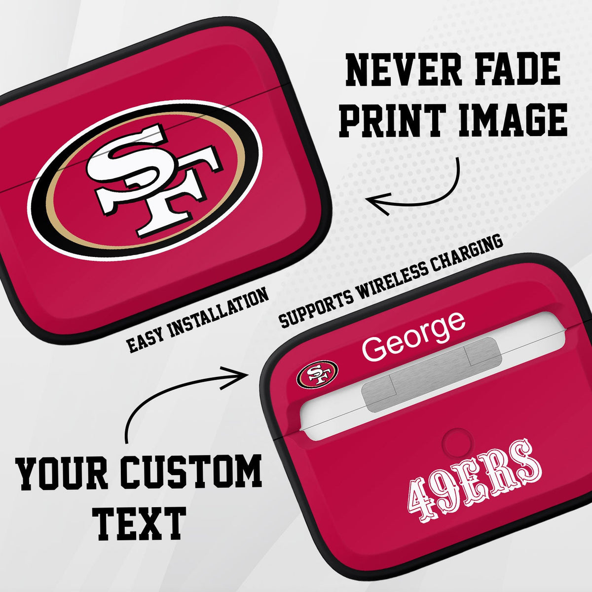 San Francisco 49ers HDX Custom Name Apple AirPods Pro 1 &amp; 2 Case Cover (Classic)