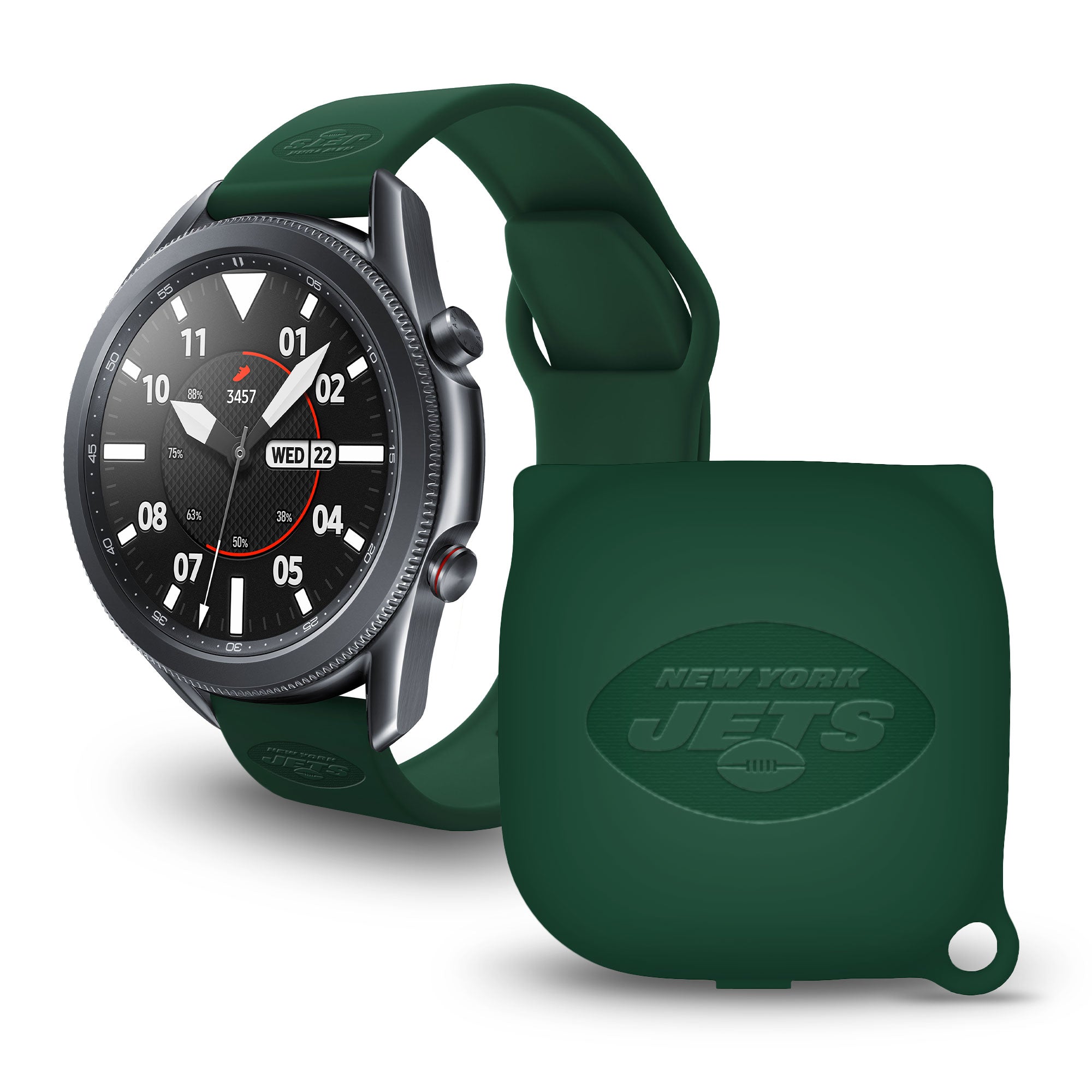 New York Jets Engraved Samsung Watch Band And Buds Pro Combo