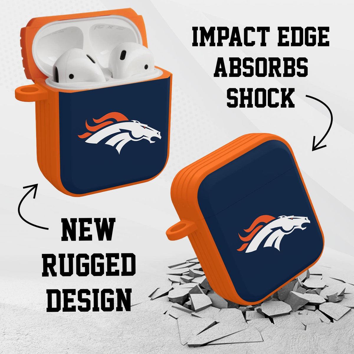 Denver Broncos HDX Custom Name Case Cover for Apple AirPods Gen 1 &amp; 2