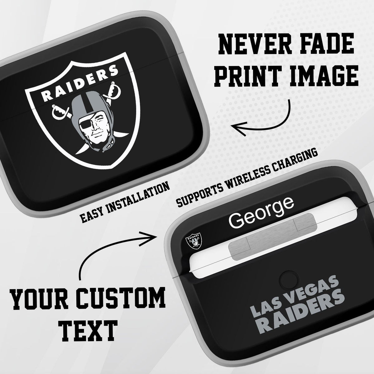 Las Vegas Raiders HDX Custom Name Apple AirPods Pro Case Cover (Classic)