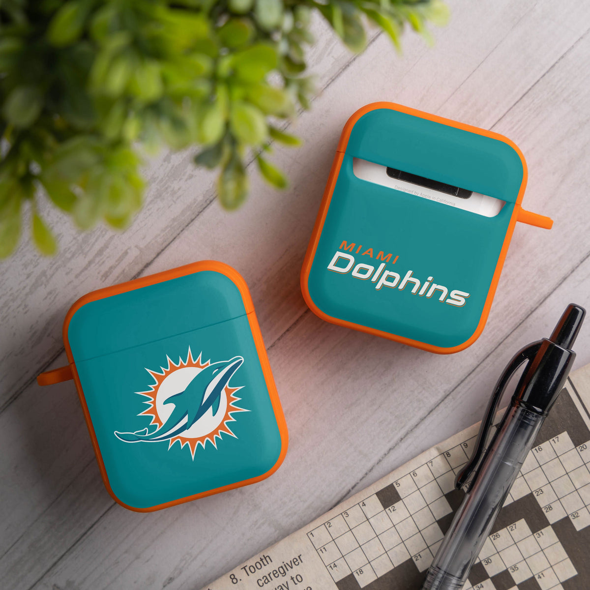 Miami Dolphins HDX Custom Name Case Cover for Apple AirPods Gen 1 &amp; 2