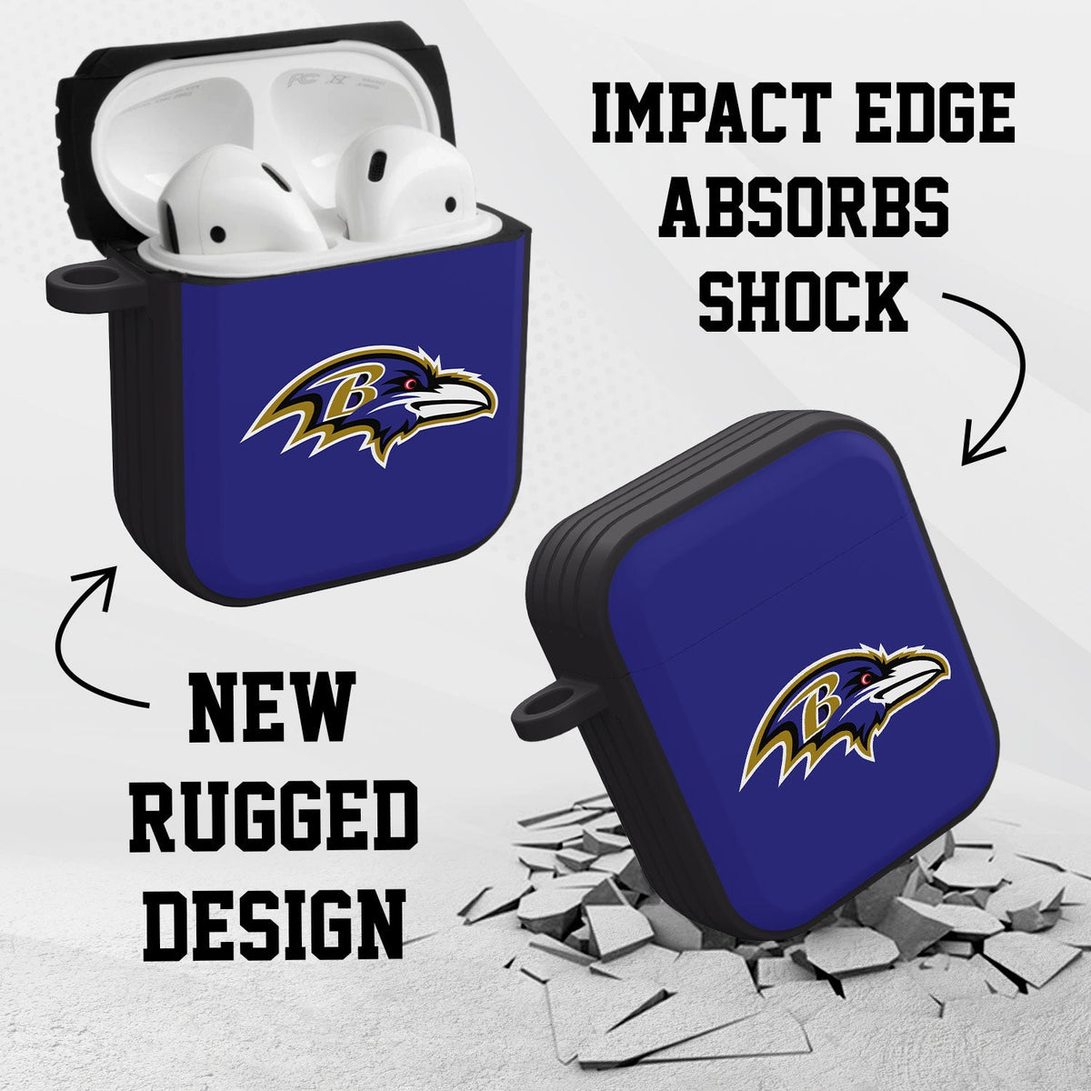Baltimore Ravens HDX Custom Name Case Cover for Apple AirPods Gen 1 &amp; 2